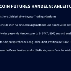 Anleitung zum Bitcoin Futures Handel: Registrieren, einzahlen, Handelspaar wählen, Position eröffnen und überwachen für perpetual trading.