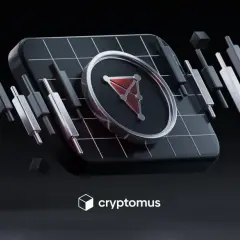 Abstrakte Darstellung von Kryptowährung-Charts mit dem chz coin-Symbol im Zentrum, umgeben von schwebenden Würfeln und Kerzencharts.