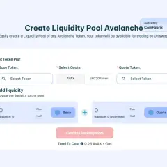 Erstelle einen Liquiditätspool auf Avalanche. Wähle Base- und Quote-Token, um die Liquidität für deinen balancer fi zu erhöhen.