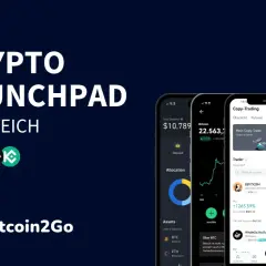 Krypto Launchpad Vergleich mit Bitcoin2Go. Mobile Apps zeigen Krypto-Trading-Oberflächen, ideal für den Start neuer Projekte.