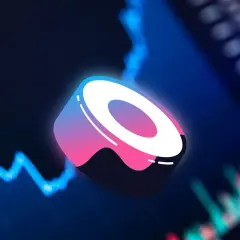 Der SushiSwap Coin schwebt über einem unscharfen Chart, der die Volatilität des Kryptomarktes symbolisiert.