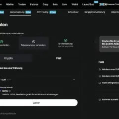 Bitget-Auszahlungsseite: Währung wählen (EUR) und SEPA als Zahlungsmethode für Ihren Krypto-Cash.