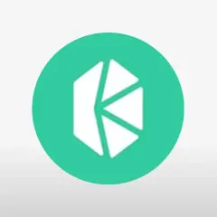 Das Kyber Network Crystal Logo, ein weißes, facettiertes Symbol, das an einen Kristall erinnert, auf einem türkisfarbenen Kreis.