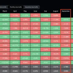 Bitcoin Monatsrenditen: September 2020 zeigte einen Kurs von -7,51%.