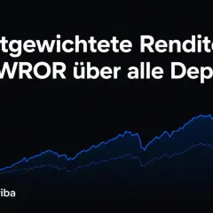 Zeitgewichtete Rendite TTWROR über alle Depots. Ein Diagramm zeigt den Aufwärtstrend der Rendite.