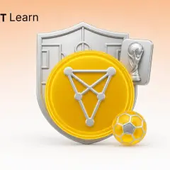 TAPBIT Learn: Chiliz Coin, ein Fußball und eine Trophäe symbolisieren die Verbindung von Kryptowährungen und Sport.
