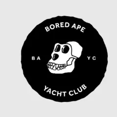 Logo des Bored Ape Yacht Club: ein Affenschädel mit den Buchstaben B A Y C.