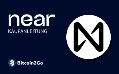 Anleitung zum Kauf von NEAR Protocol Kryptowährung mit dem NEAR-Logo und dem Bitcoin2Go-Logo.