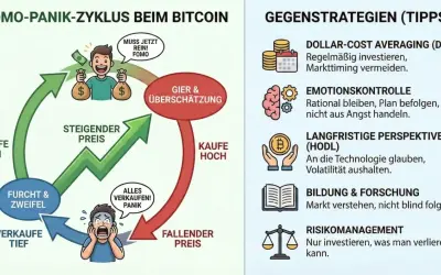 Der FOMO-Panik-Zyklus beim Bitcoin zeigt, wie Gier und Angst das Trading beeinflussen. Gegenstrategien wie DCA, Emotionskontrolle und Bildung helfen, klüger zu investieren.