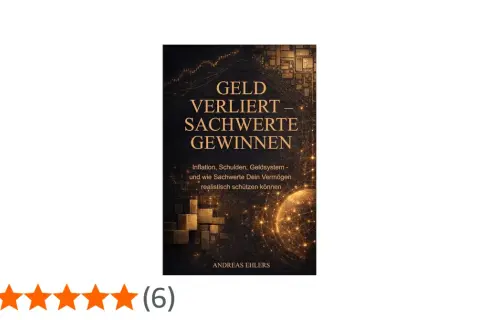 Buchcover: "Geld verliert – Sachwerte gewinnen". Erklärt, was ist Inflation, Schulden und das Geldsystem, und wie Sachwerte dein Vermögen schützen.