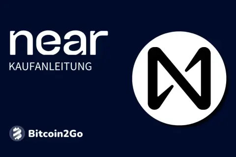 Anleitung zum Kauf von NEAR Protocol Kryptowährung mit dem NEAR-Logo und dem Bitcoin2Go-Logo.