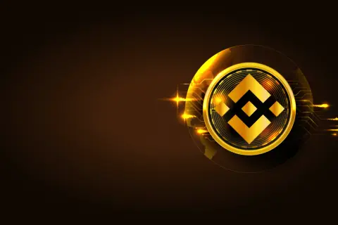 Goldener Binance Coin (BNB) auf dunklem Hintergrund, der die globale Reichweite von BEP-20-Token symbolisiert.