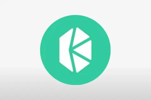 Das Kyber Network Crystal Logo, ein weißes, facettiertes Symbol, das an einen Kristall erinnert, auf einem türkisfarbenen Kreis.