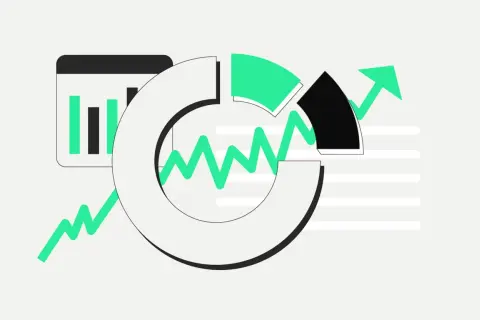 Diagramme und Pfeile visualisieren den risk to reward ratio.
