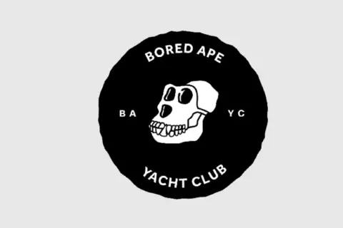 Logo des Bored Ape Yacht Club: ein Affenschädel mit den Buchstaben B A Y C.