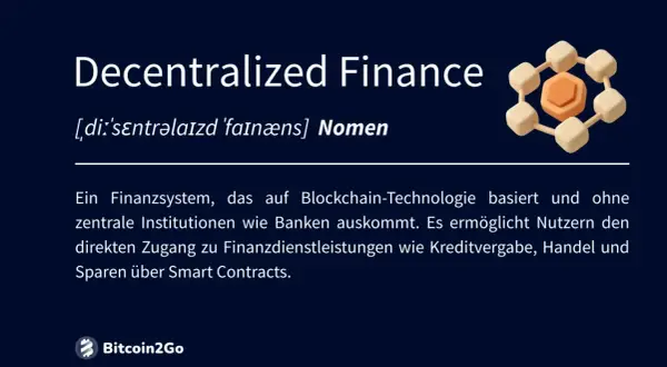 Dezentrale Finanzen (DeFi) erklären: Ein Blockchain-basiertes System ohne Banken für Kredite, Handel & Sparen.