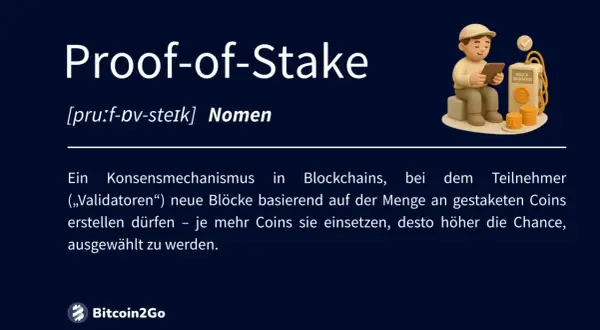Ein Validator setzt Coins ein, um neue Blöcke in einer proof of stake blockchain zu erstellen. Je mehr Coins, desto höher die Chance.