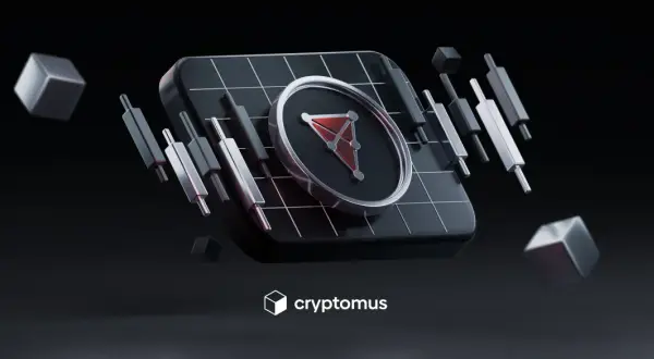 Abstrakte Darstellung von Kryptowährung-Charts mit dem chz coin-Symbol im Zentrum, umgeben von schwebenden Würfeln und Kerzencharts.