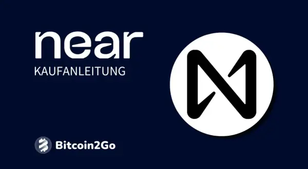Anleitung zum Kauf von NEAR Protocol Kryptowährung mit dem NEAR-Logo und dem Bitcoin2Go-Logo.