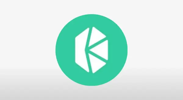 Das Kyber Network Crystal Logo, ein weißes, facettiertes Symbol, das an einen Kristall erinnert, auf einem türkisfarbenen Kreis.