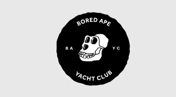 Logo des Bored Ape Yacht Club: ein Affenschädel mit den Buchstaben B A Y C.