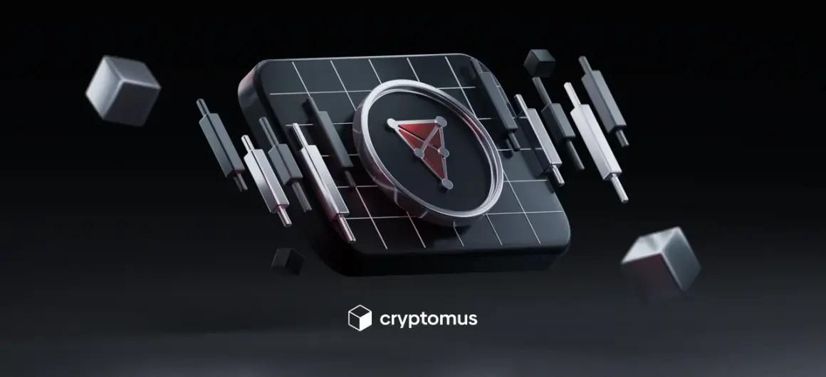 Abstrakte Darstellung von Kryptowährung-Charts mit dem chz coin-Symbol im Zentrum, umgeben von schwebenden Würfeln und Kerzencharts.