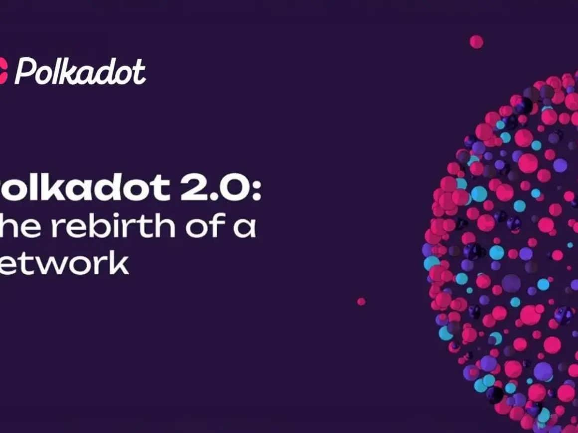 Polkadot 2.0: Die Wiedergeburt eines Netzwerks. Der Release-Termin steht bevor! Bunte Kugeln symbolisieren die neue Ära.