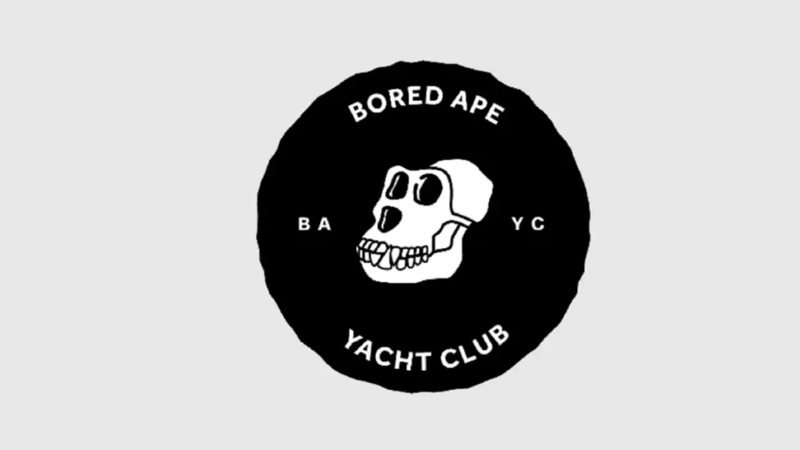 Logo des Bored Ape Yacht Club: ein Affenschädel mit den Buchstaben B A Y C.