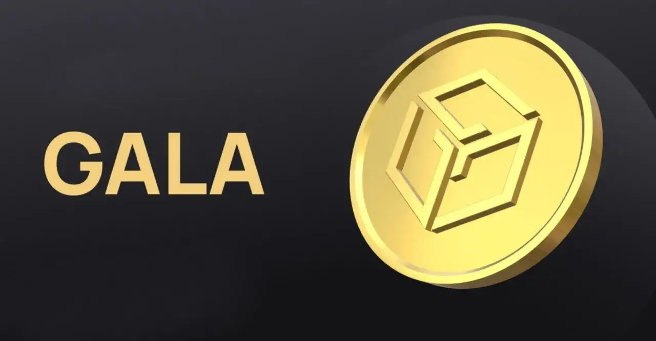 Goldene M&uuml;nze mit dem GALA-Logo, das f&uuml;r die GALA crypto steht.