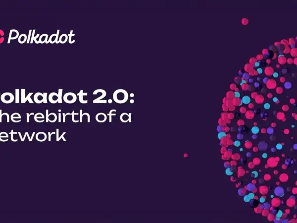 Polkadot 2.0: Die Wiedergeburt eines Netzwerks. Der Release-Termin steht bevor! Bunte Kugeln symbolisieren die neue Ära.
