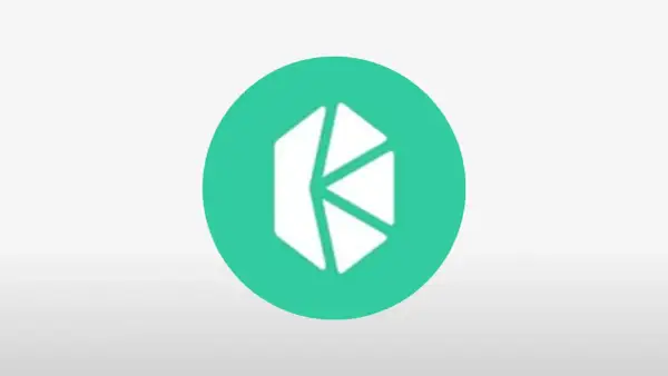 Das Kyber Network Crystal Logo, ein weißes, facettiertes Symbol, das an einen Kristall erinnert, auf einem türkisfarbenen Kreis.