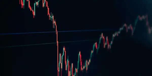 Kerzencharts zeigen fallende und steigende Kurse, die für Hedging-Trading-Strategien relevant sind.